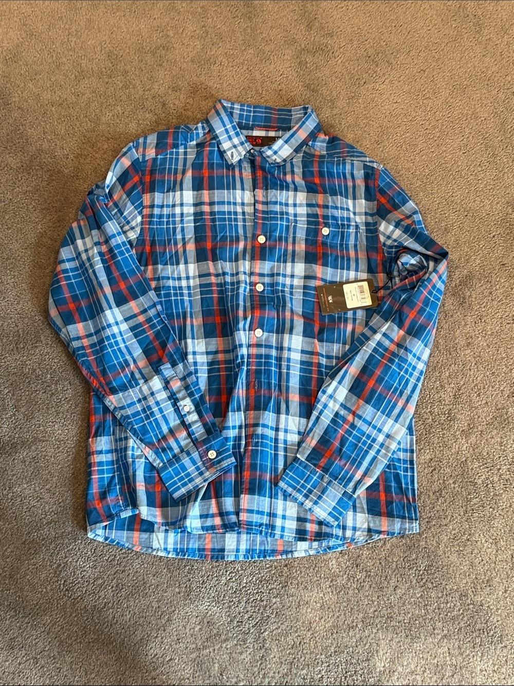 Mountain Hardwear Men's Blue & Red Plaid Long-Sleeve Button-Down Shirt
